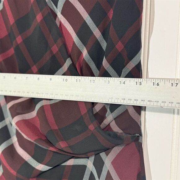 Haute Hippie Women’s Small Plaid Silk Dress Burgundy Black Asymmetrical Hem NWT - Picture 6 of 12